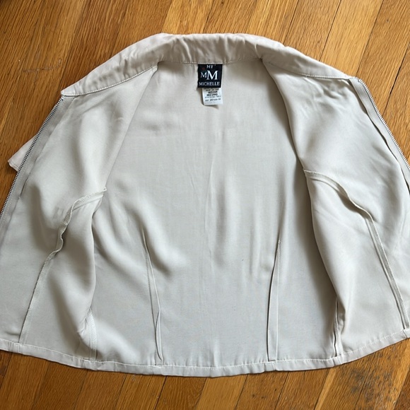 90s Vintage Deadstock NWT Tan Zip Front Blazer / Top Fitted Collar Top Size M - Picture 10 of 16